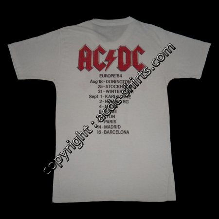 Shirt Europe AC/DC 1983-84 verso