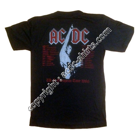 Shirt Europe AC/DC 1985-86 verso