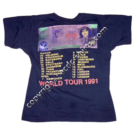 Shirt Europe AC/DC 1991 verso