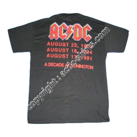 Shirt Europe AC/DC 1991 verso