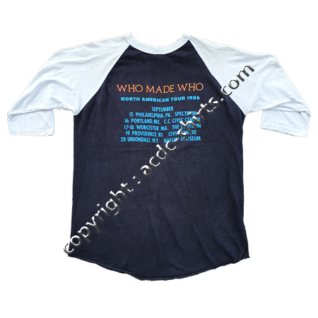 Shirt World AC/DC 1986 verso